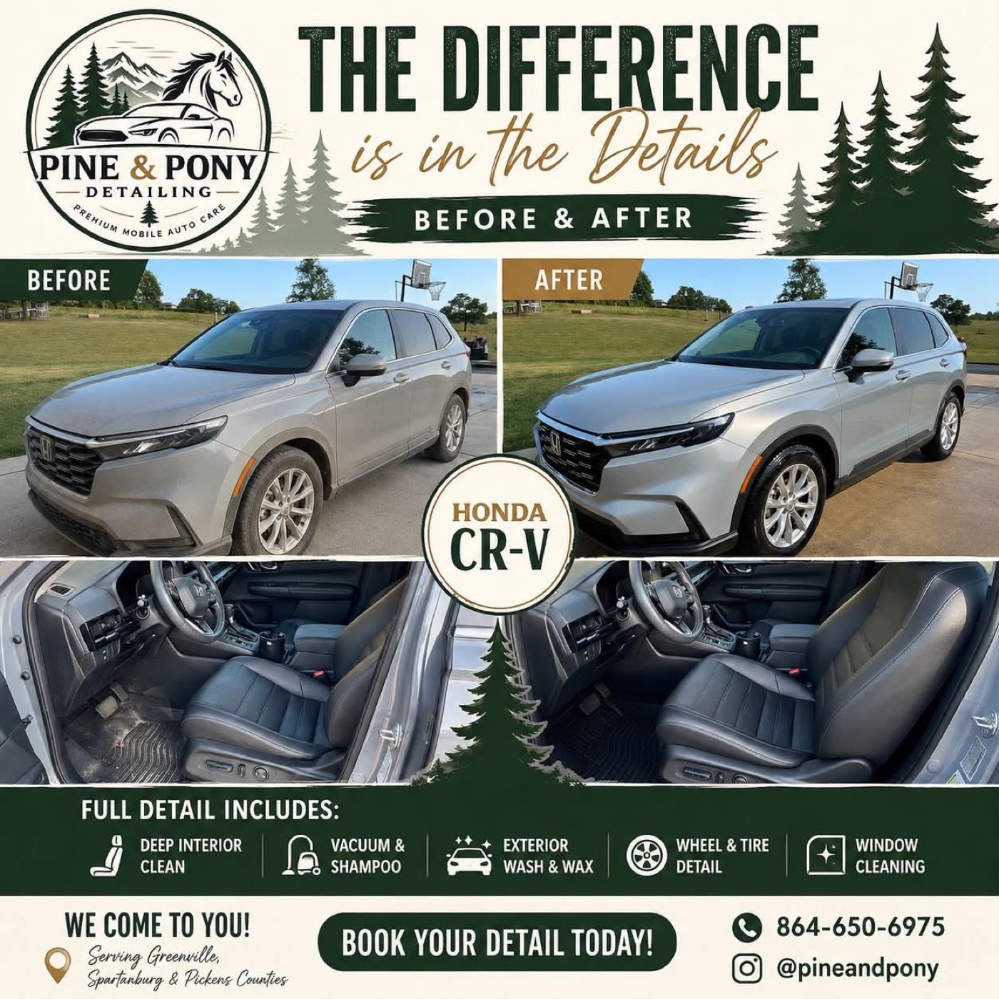 Honda CR-V exterior and interior before and after a full detail